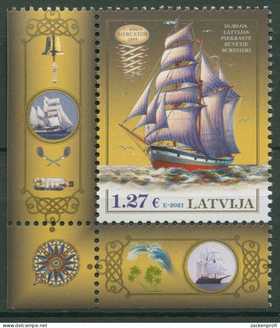 Lettland 2021 Schiffe Segelschiff Dreimast-Barkentine 1122 Postfrisch - Letland