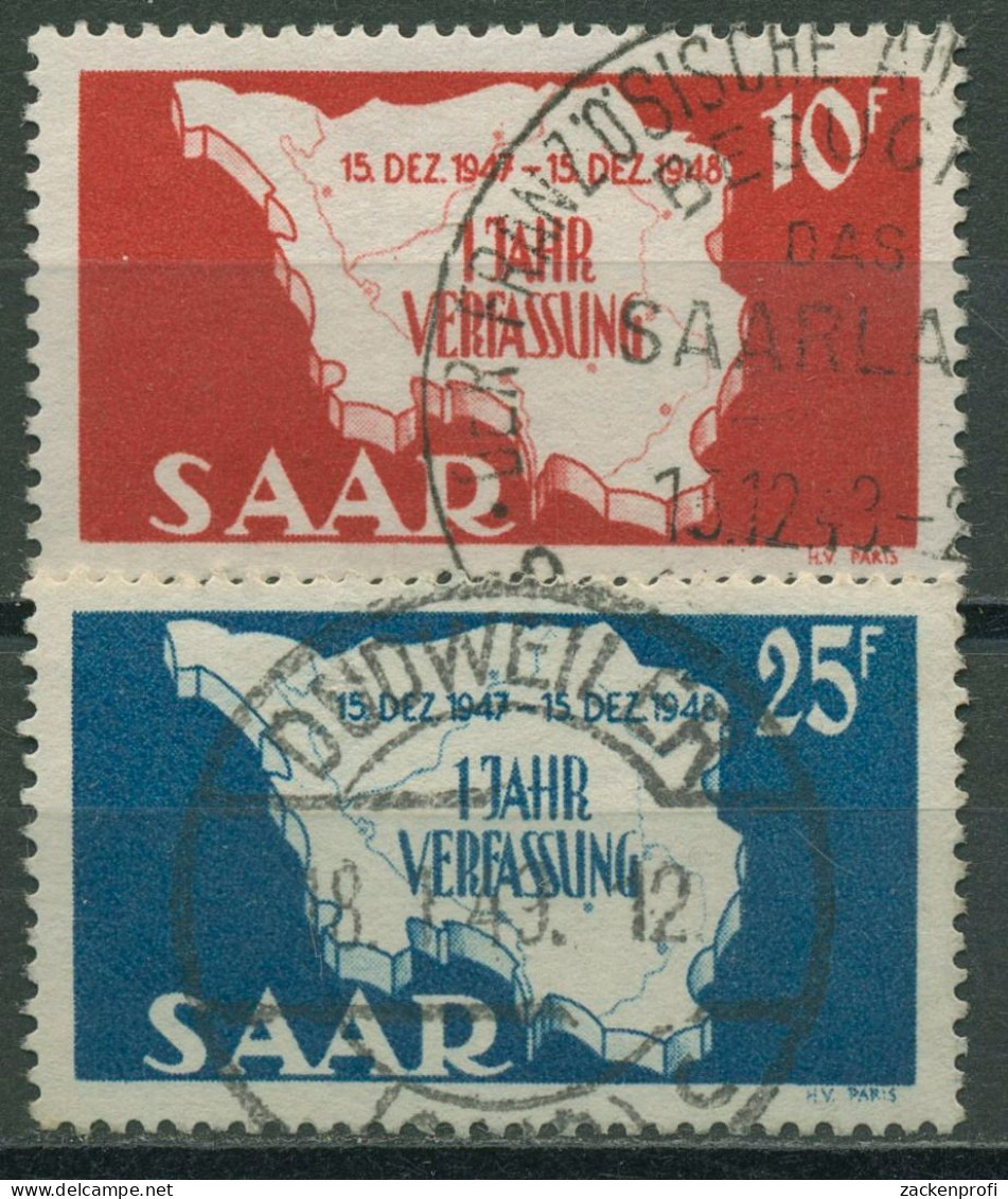 Saarland 1948 1 Jahr Verfassung Type I 260/61 I Gestempelt - Oblitérés