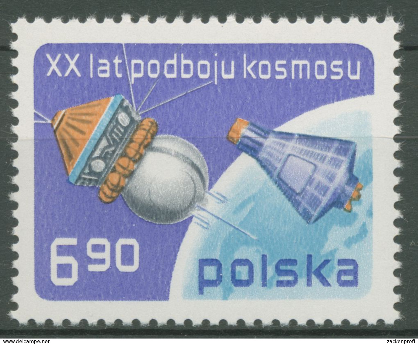 Polen 1977 Raumfahrt Erdsatelliten 2539 Postfrisch - Unused Stamps