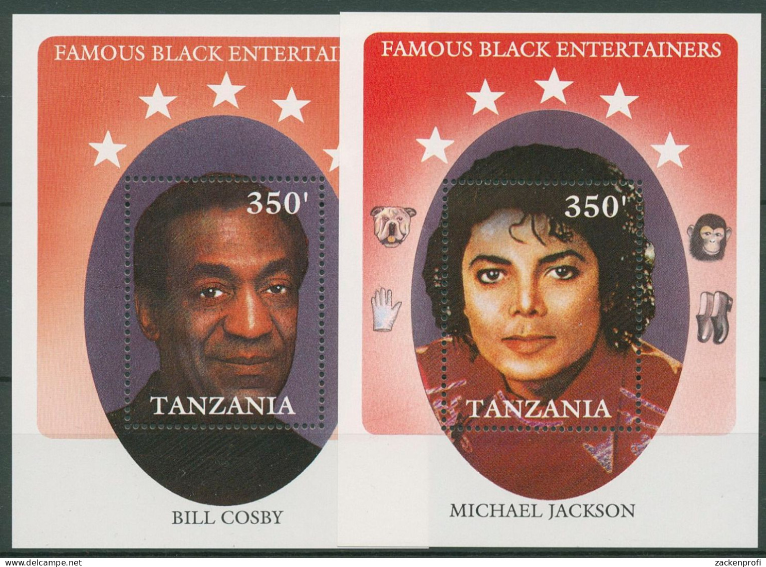 Tansania 1990 Bill Cosby, Michael Jackson Block 115/16 Postfrisch (C40652) - Tanzania (1964-...)