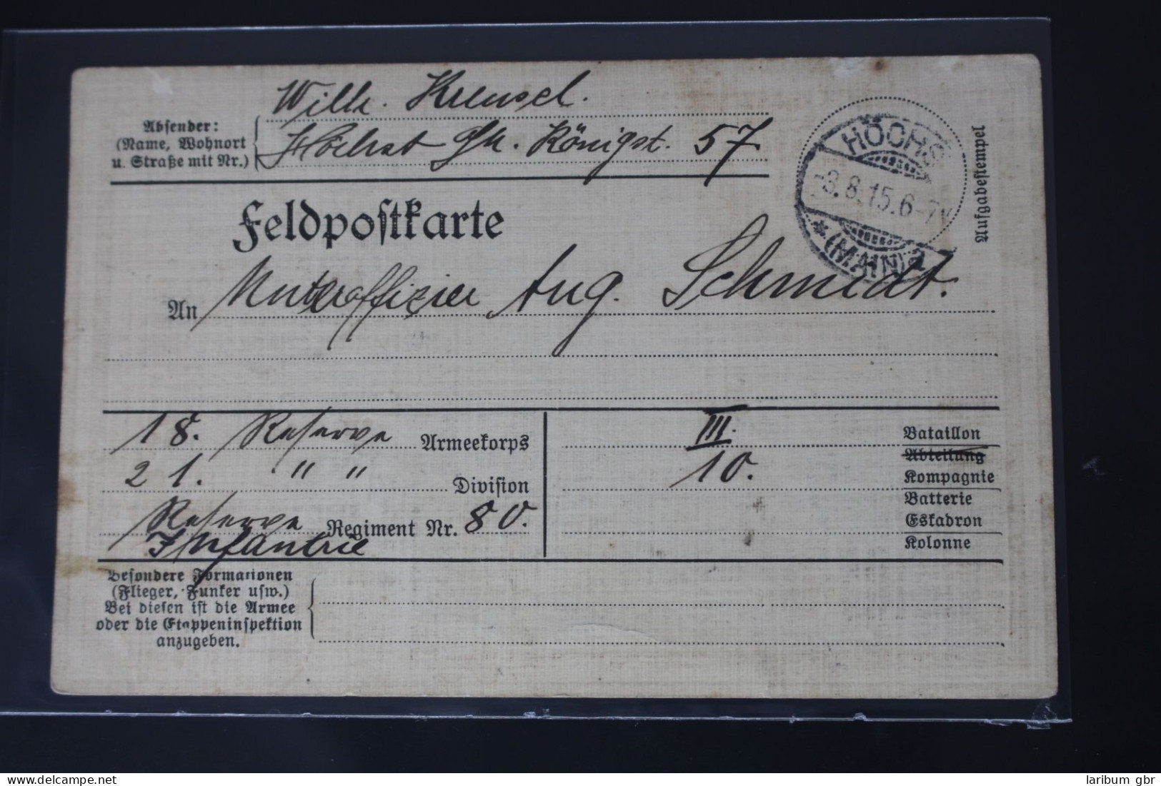 AK Deutschland Feldpostkarte 1915 Gebraucht #PL267 - Sonstige & Ohne Zuordnung