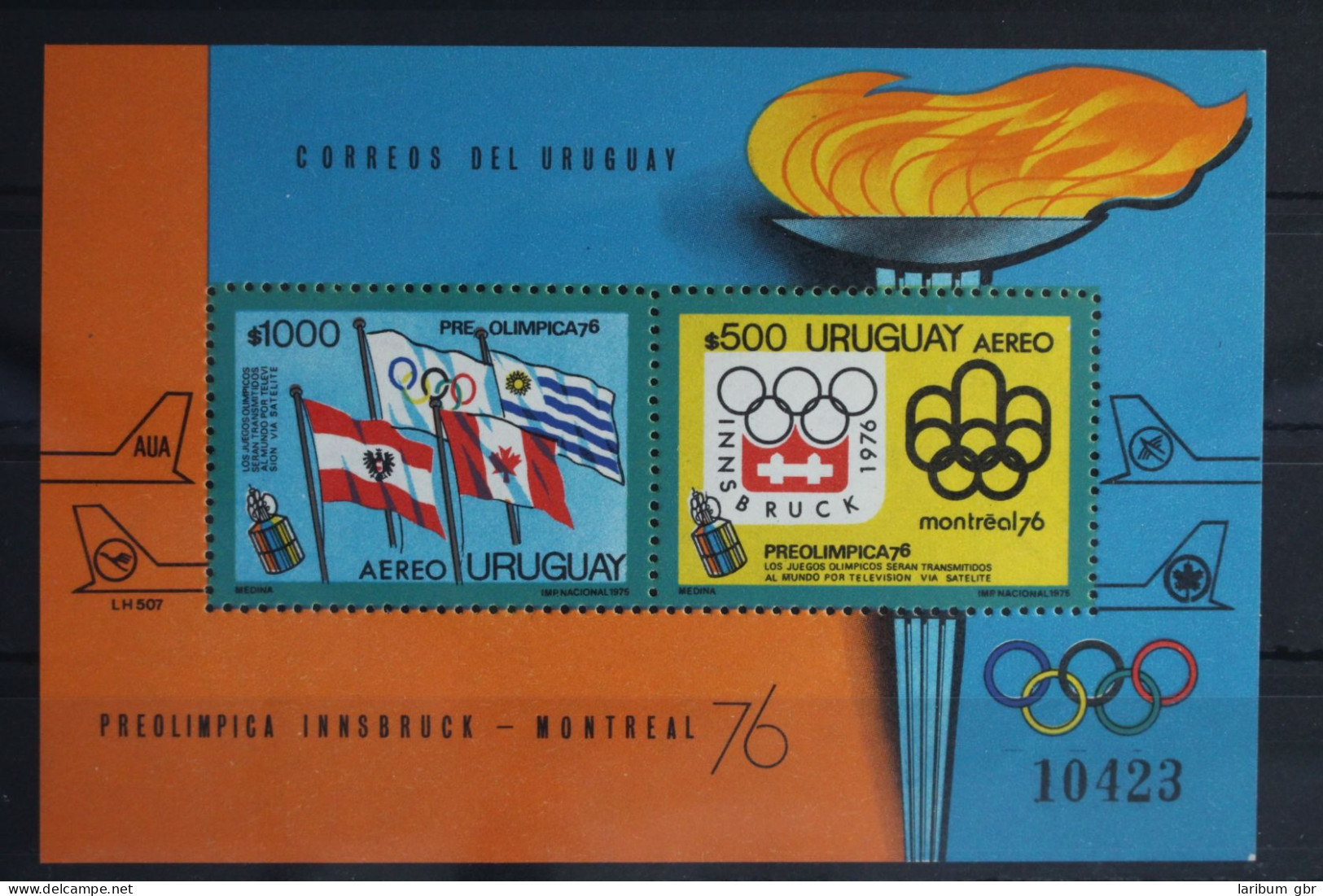 Uruguay Block 24 Mit 1350-1351 Postfrisch Winterspiele Innsbruck #WW328 - Sonstige & Ohne Zuordnung