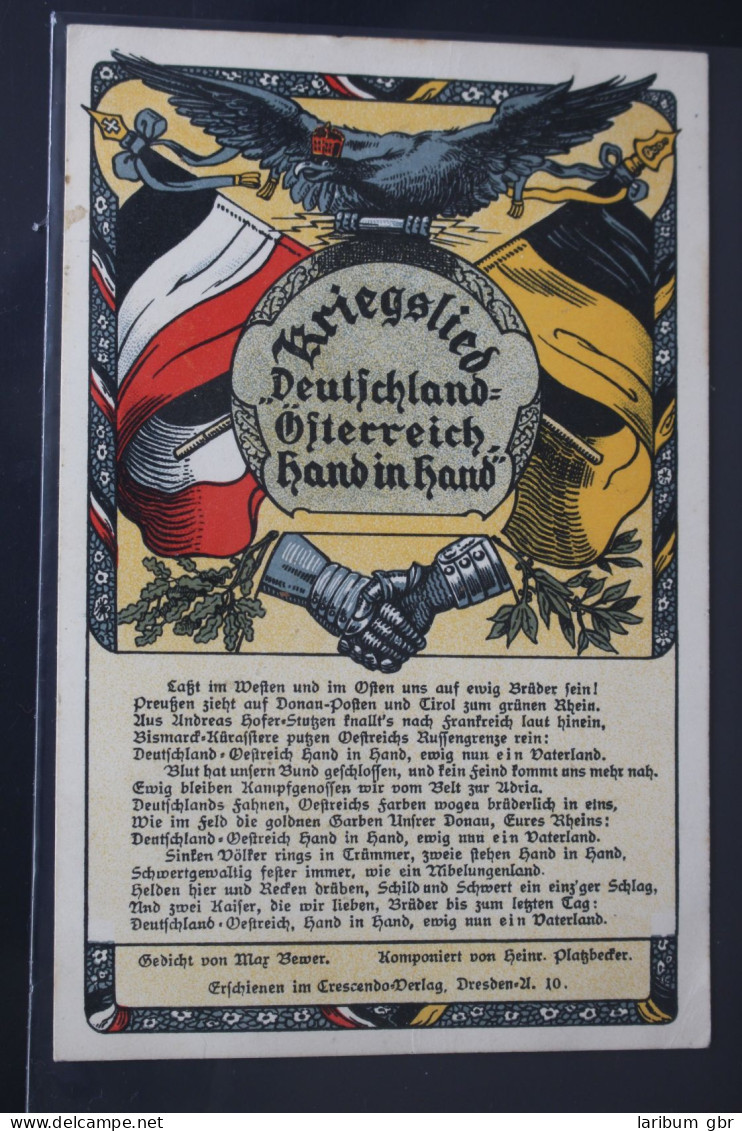 AK Deutschland Kriegslied Deutschland Österreich, Hand In Hand Gebraucht #PL211 - Otros & Sin Clasificación