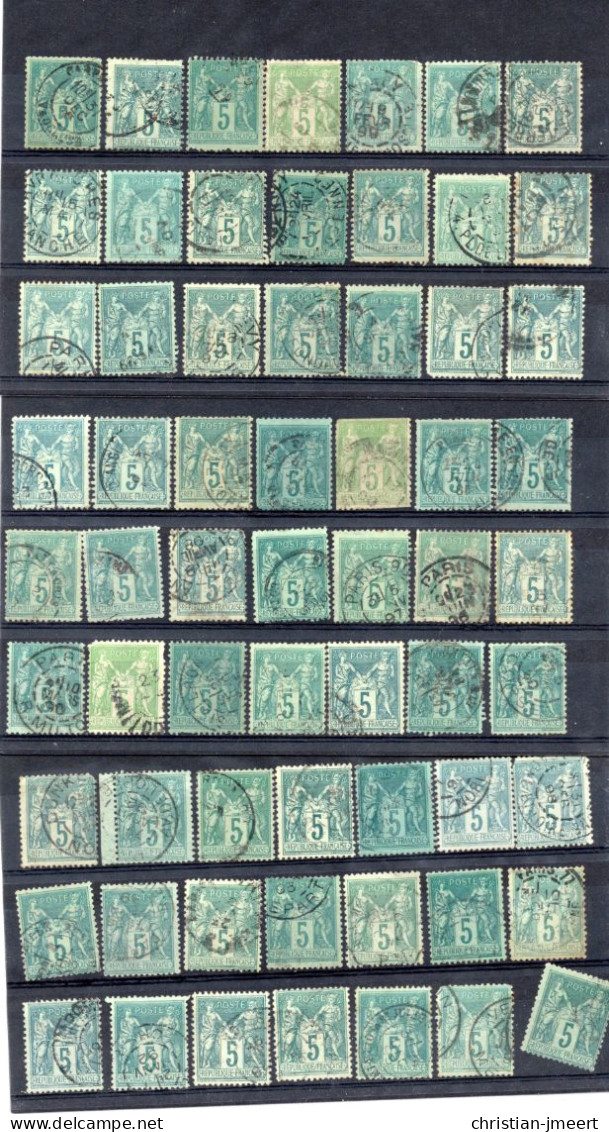 France Divers Types Du Type Sage 5 C Pour Un Grand Spécialiste De Recherches - 1876-1898 Sage (Type II)