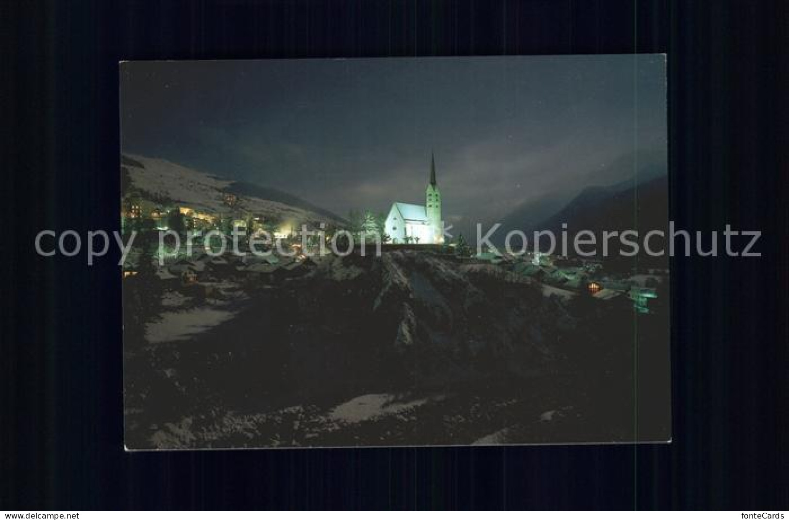 11865749 Scuol Bei Nacht Beleuchtete Kirche Scuol - Other & Unclassified