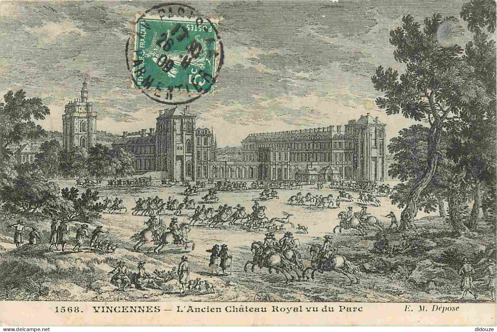 94 - Vincennes - L'Ancien Château Royal Vu Du Parc - Art Dessin - CPA - Oblitération Ronde De 1909 - Voir Scans Recto-Ve - Vincennes
