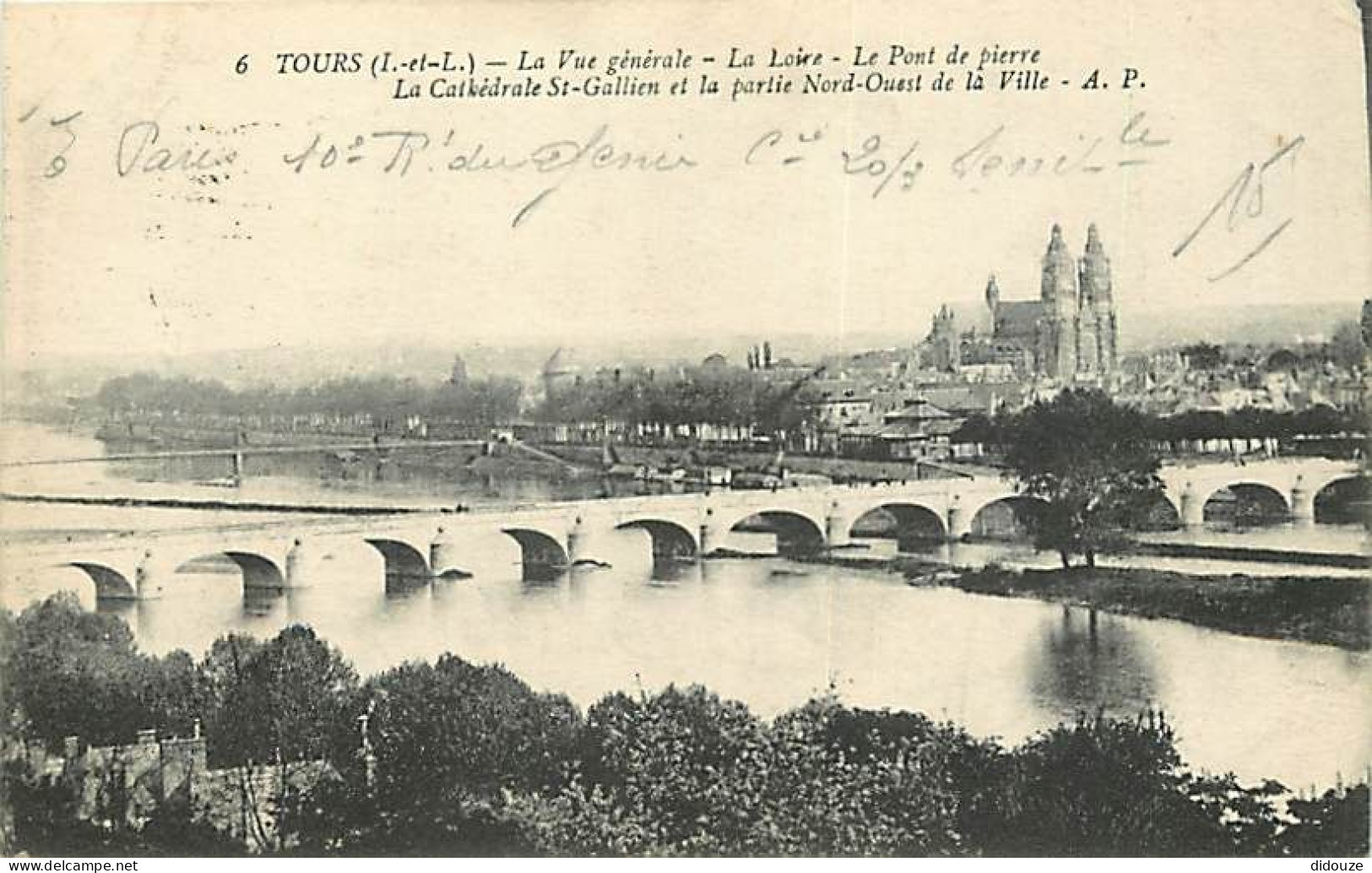 37 - Tours - Vue Générale - La Loire - Le Pont De Pierre - La Cathédrate St-Gallien Et La Partie Nord-Ouest De La Ville  - Tours