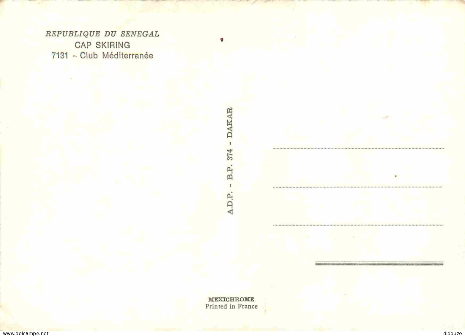 Sénégal - Cap Skiring - Club Méditerranée - CPM - Voir Scans Recto-Verso - Senegal