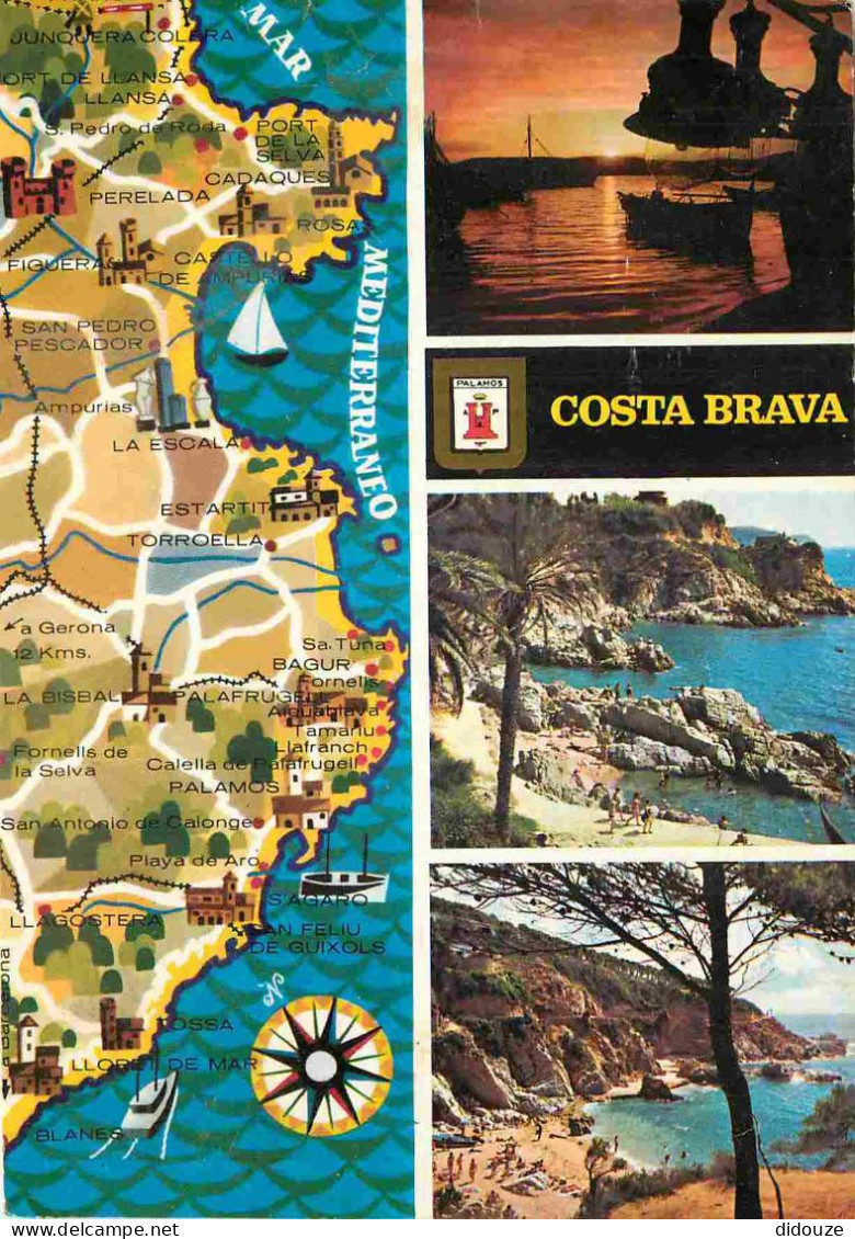 Espagne - Espana - Cataluna - Costa Brava - Palamos - Multivues - Carte Géographique - CPM - Voir Scans Recto-Verso - Gerona