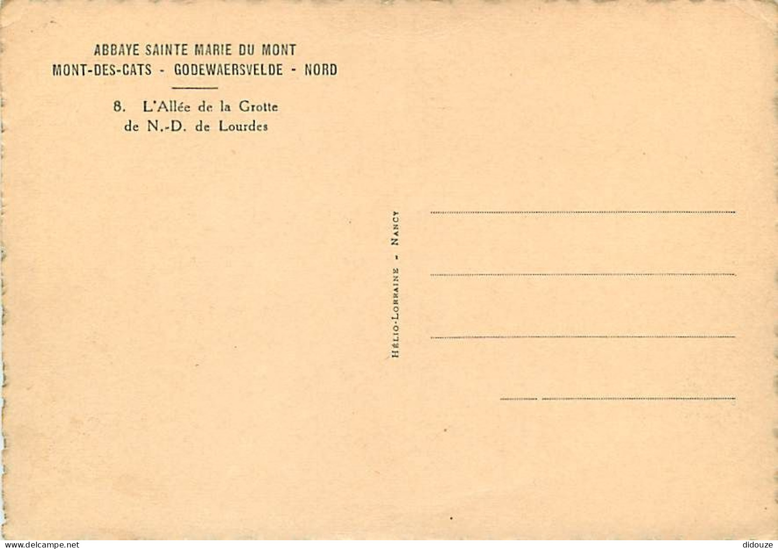 59 - Godewaersvelde - Abbaye Sainte Marie Du Mont - L'Allée De La Grotte De N.-D. De Lourdes - CPM - Voir Scans Recto-Ve - Other & Unclassified