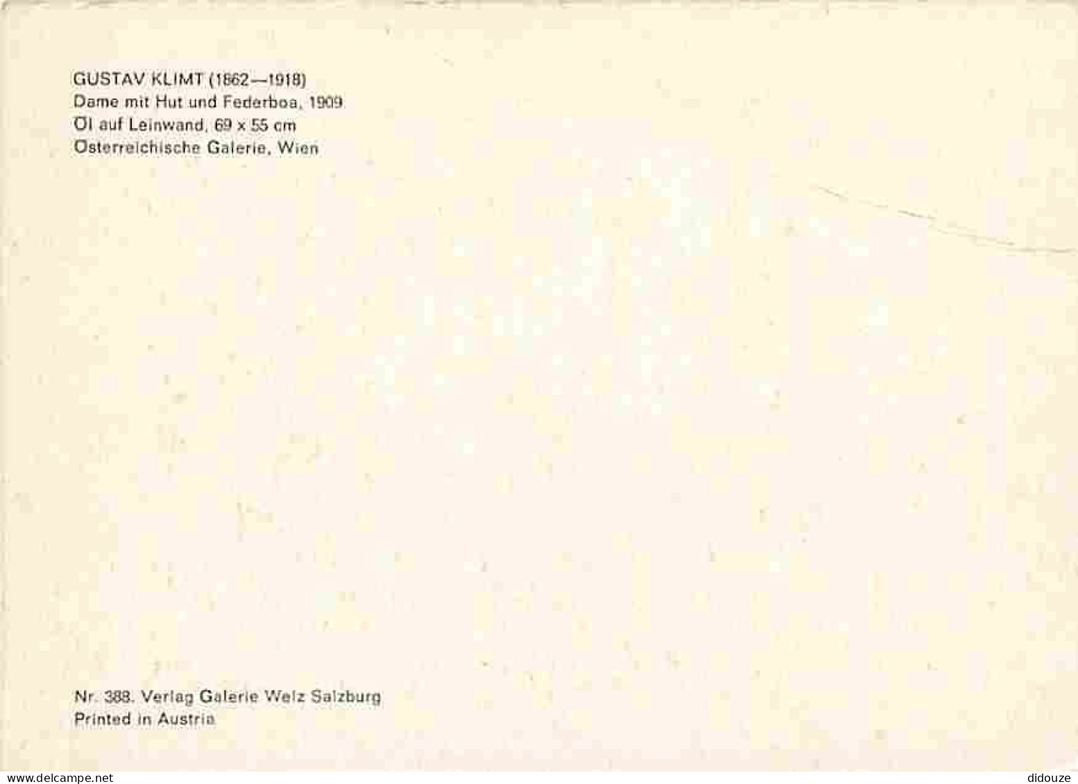 Art - Peinture - Gustave Klimt - Dame Mit Hut Und Federboa - Etat Pli Visible - CPM - Voir Scans Recto-Verso - Peintures & Tableaux
