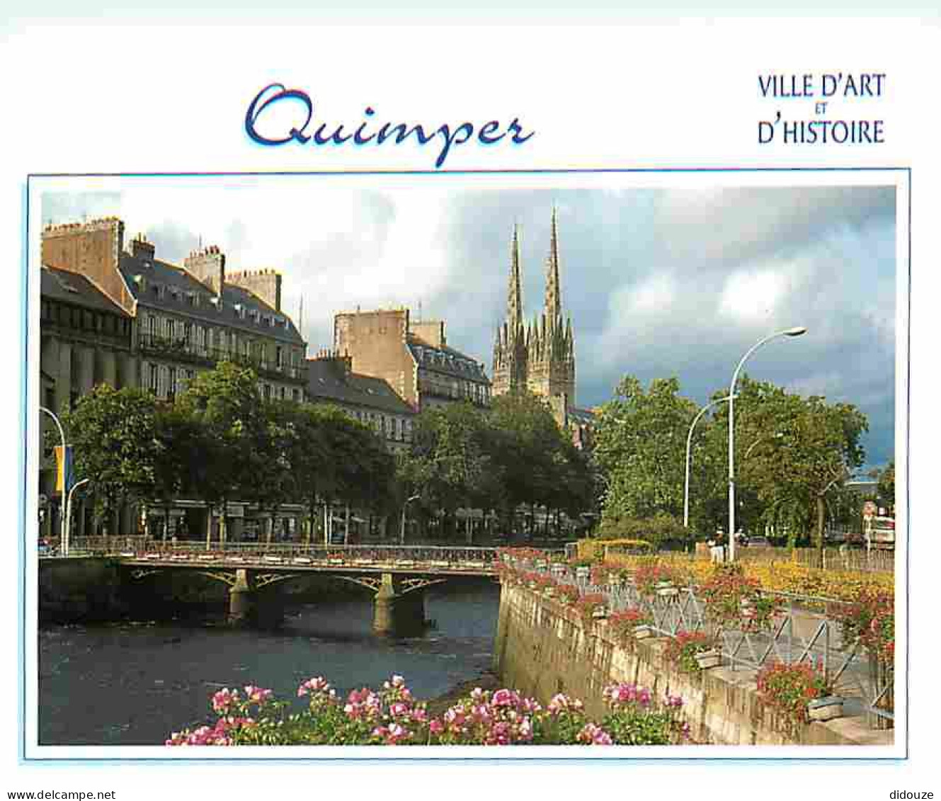 29 - Quimper - L'Odet De De La Cathédrale Saint Corentin - Fleurs - Voir Scans Recto Verso  - Quimper