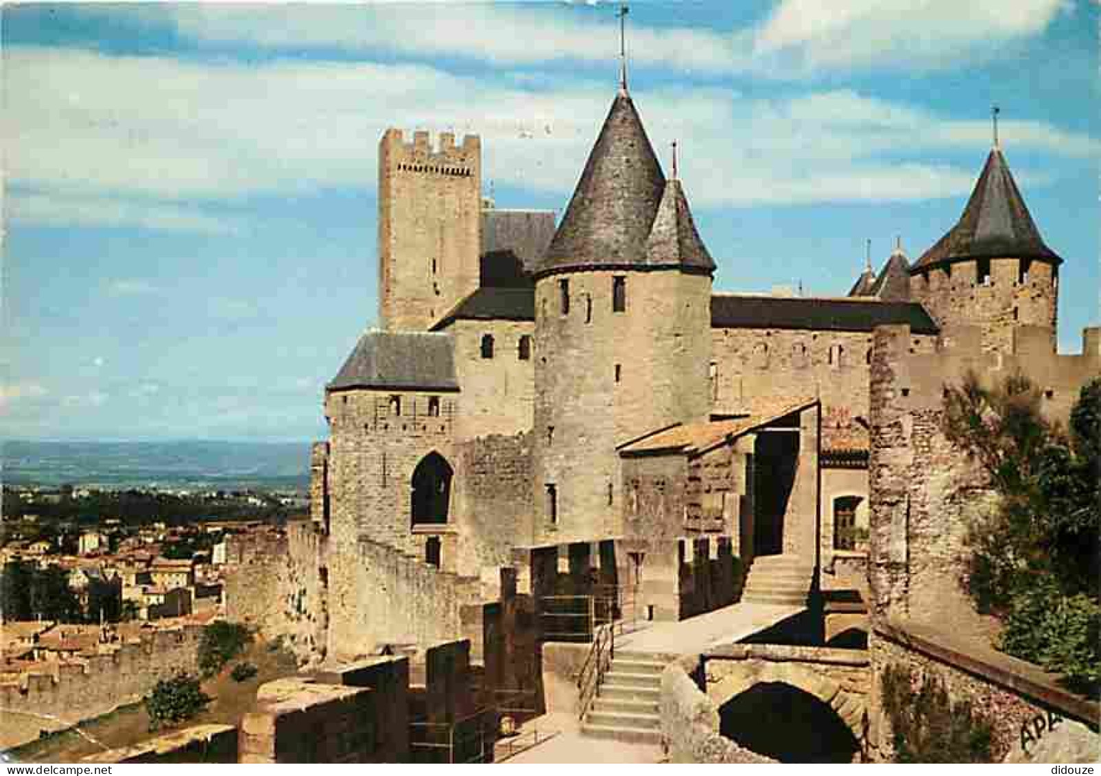 11 - Carcassonne - La Cité Médiévale - Le Château Comtal - La Porte D'Aude - Les Remparts - Au Loin La Montagne Noire -  - Carcassonne
