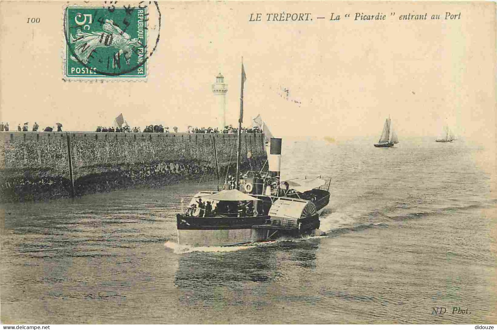 76 - Le Tréport - La Picardie Entrant Au Port - Animée - Bateaux - CPA - Oblitération Ronde De 1910 - Voir Scans Recto-V - Le Treport