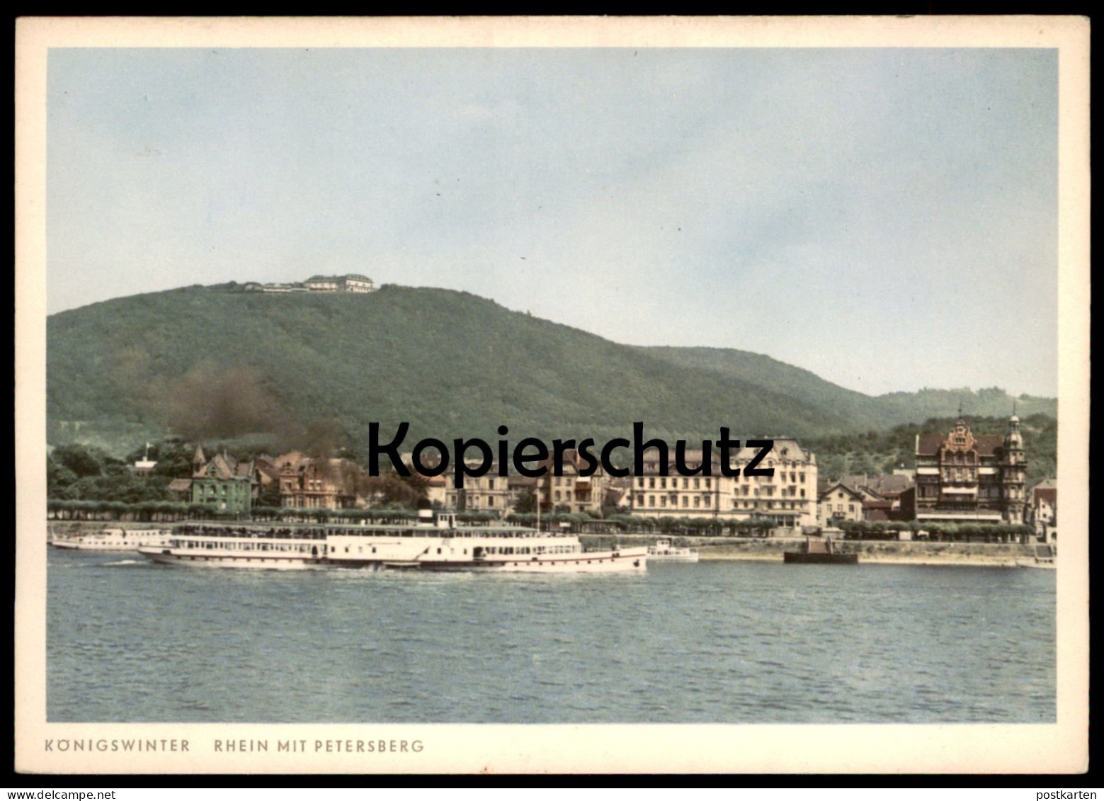 ALTE POSTKARTE KÖNIGSWINTER AM RHEIN MIT PETERSBERG SCHIFF FOTO HANS HARTZ Ship Rhine Rhin Rijn Ansichtskarte Postcard - Königswinter