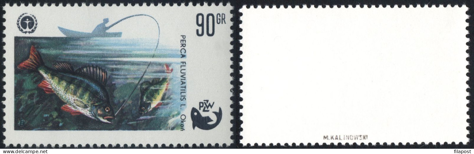 POLAND 1979 100 Years Of Polish Angling Unprinted Grey Colour Stamp - No Inscription POLAND Kalinowski Guarantee MNH ** - Plaatfouten & Curiosa