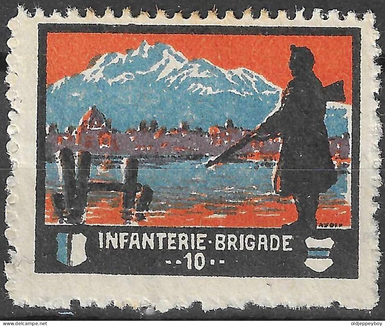 SCHWEIZ Soldatenmarke: INFANTERIE BRIGADE 10, Ohne Jahreszahl (1914), Berge Reklamemarke VIGNETTE - Vignetten
