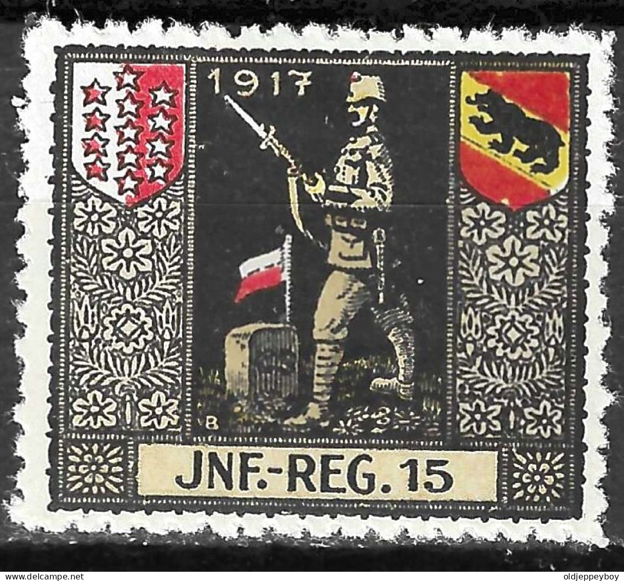 1914-1918 SWITZERLAND Soldatenmarken Suisse Militaire Vignette 1917 JNF.-REGIMENT 15  MLH FULL GUM VF - Vignettes