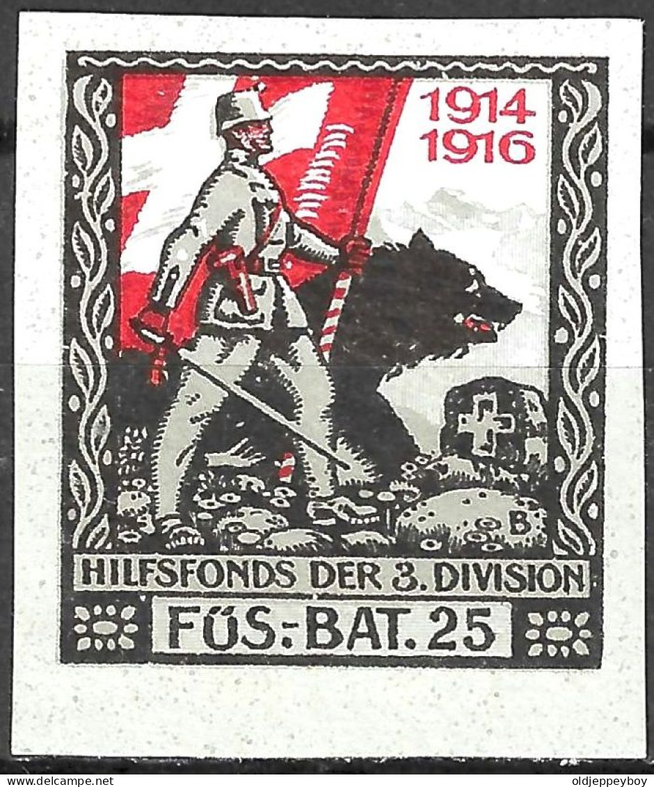 1914-1918 SWITZERLAND CINDERELLA Soldatenmarken Suisse Poste Militaire Vignette 3.Division BAT.25  MLH FULL GUM VF - Etichette