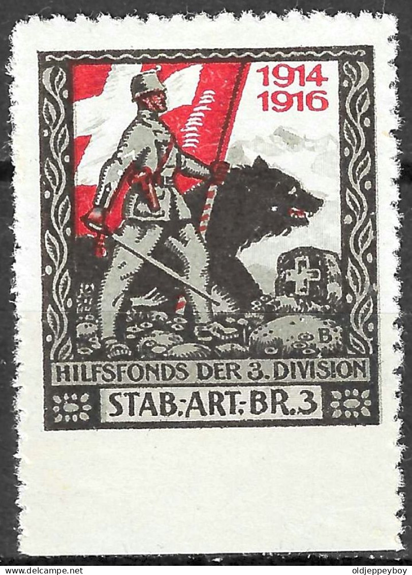 1914-1918 SWITZERLAND CINDERELLA Soldatenmarken Suisse Poste Militaire Vignette-timbre 3.Division BR.3  MLH FULL GUM VF - Labels