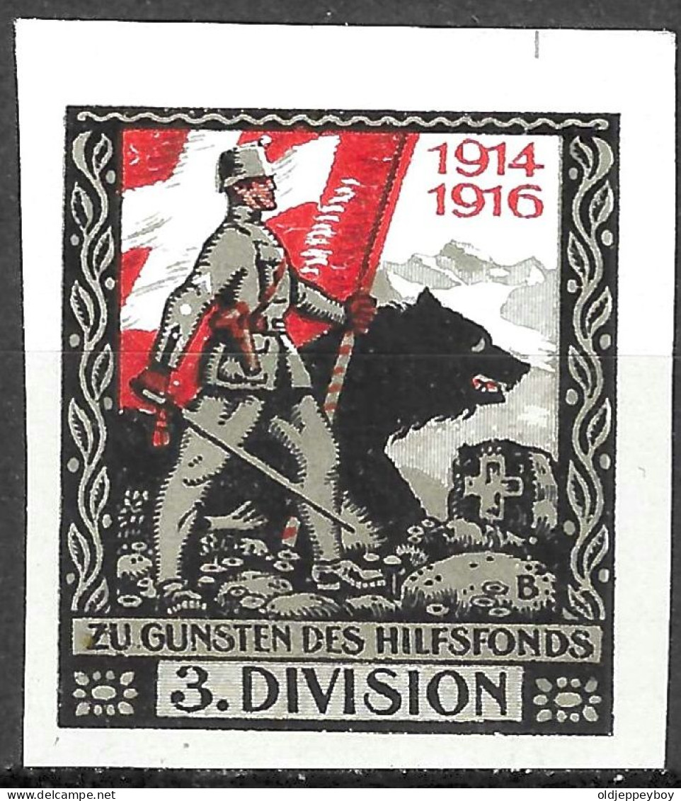 SWITZERLAND CINDERELLA Soldatenmarken Suisse  Poste Militaire Vignette-timbre 1914-1918 // 3.Division MLH FULL GUM VF - Labels