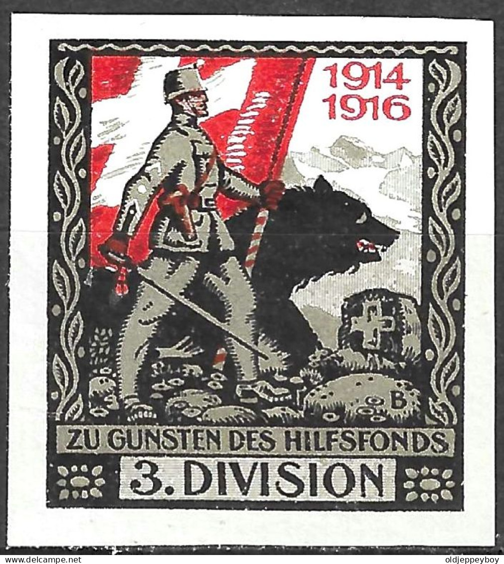 SWITZERLAND CINDERELLA Soldatenmarken Suisse  Poste Militaire Vignette-timbre 1914-1918 // 3.Division MLH FULL GUM VF - Vignetten