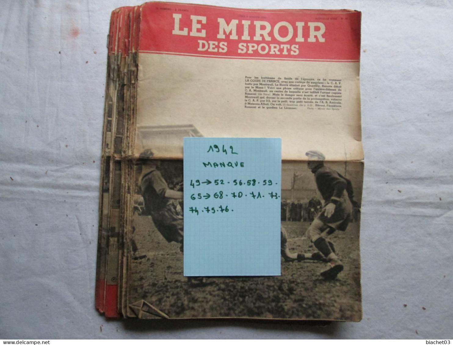LE MIROIR DES  SPORTS   1942  Voir La Liste (bleu) - Sport