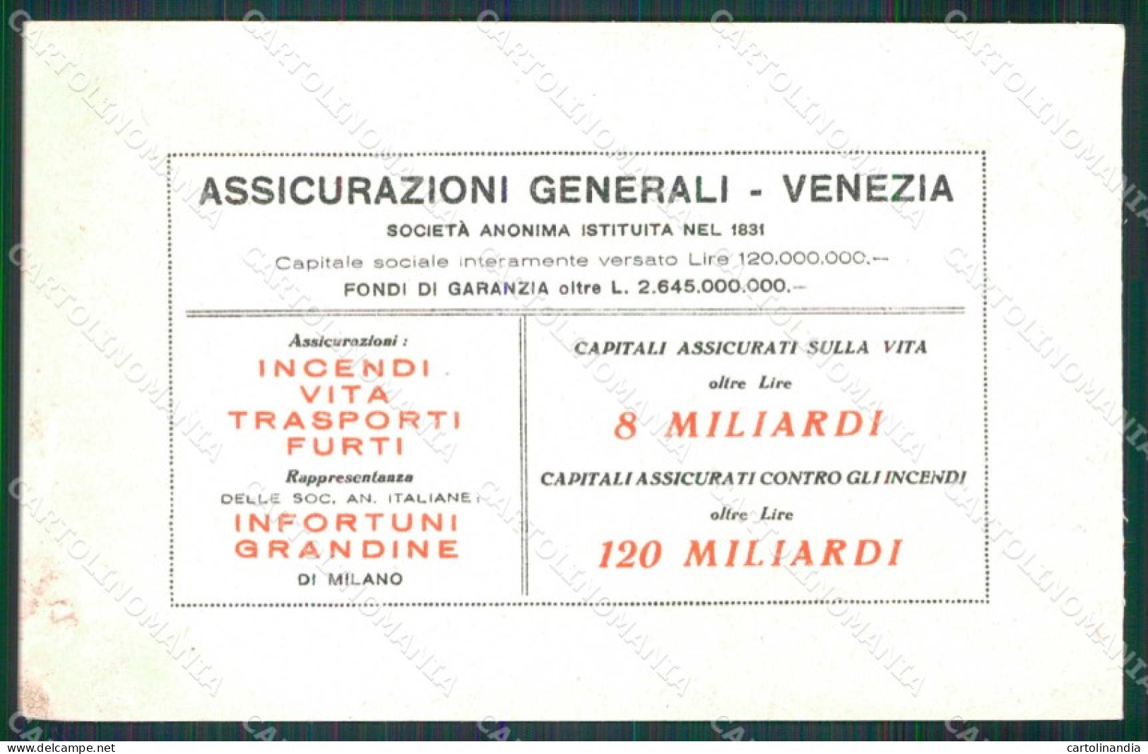 Venezia Città Assicurazioni Generali Scadenza Premio Cartolina RT7804 - Venezia (Venedig)