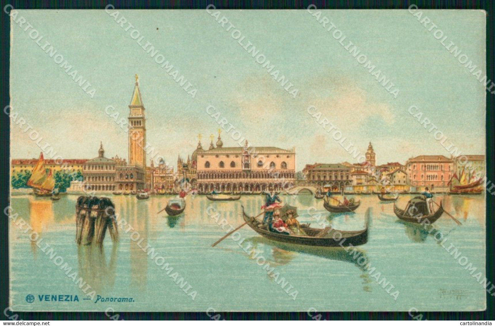 Venezia Città Veduta Generale San Marco Barche Illustratori Cartolina RT7905 - Venezia (Venedig)