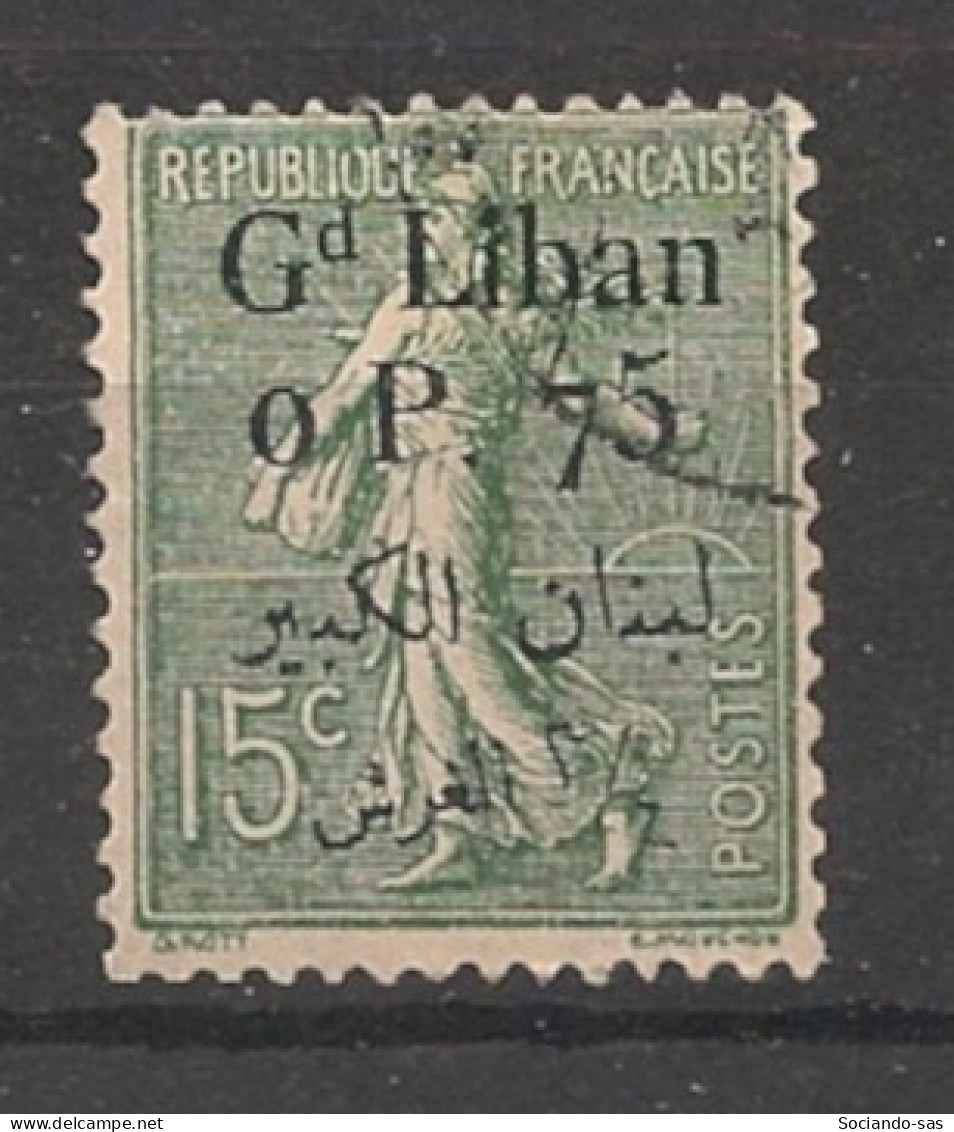 GRAND LIBAN - 1924-25 - N°YT. 25 - Type Semeuse 0pi75 Sur 15c Vert-olive - Oblitéré / Used - Usados