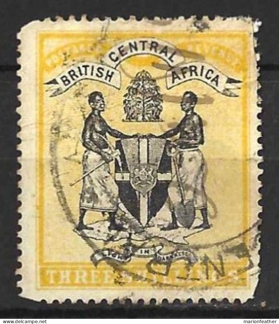 RHODESIA..." NYASALAND."..QUEEN VICTORIA..(1837-01.).." 1895.."..3/-....SG27....REPAIRED.....SOLD AS A FILLER......USED. - Nyassaland (1907-1953)