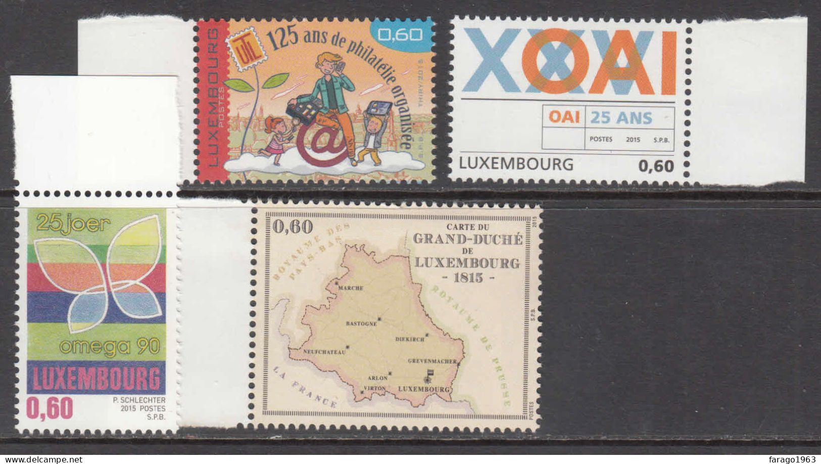 2015 Luxembourg 4 Different Commemorative Stamps Maps MNH @ BELOW FACE VALUE - Unused Stamps