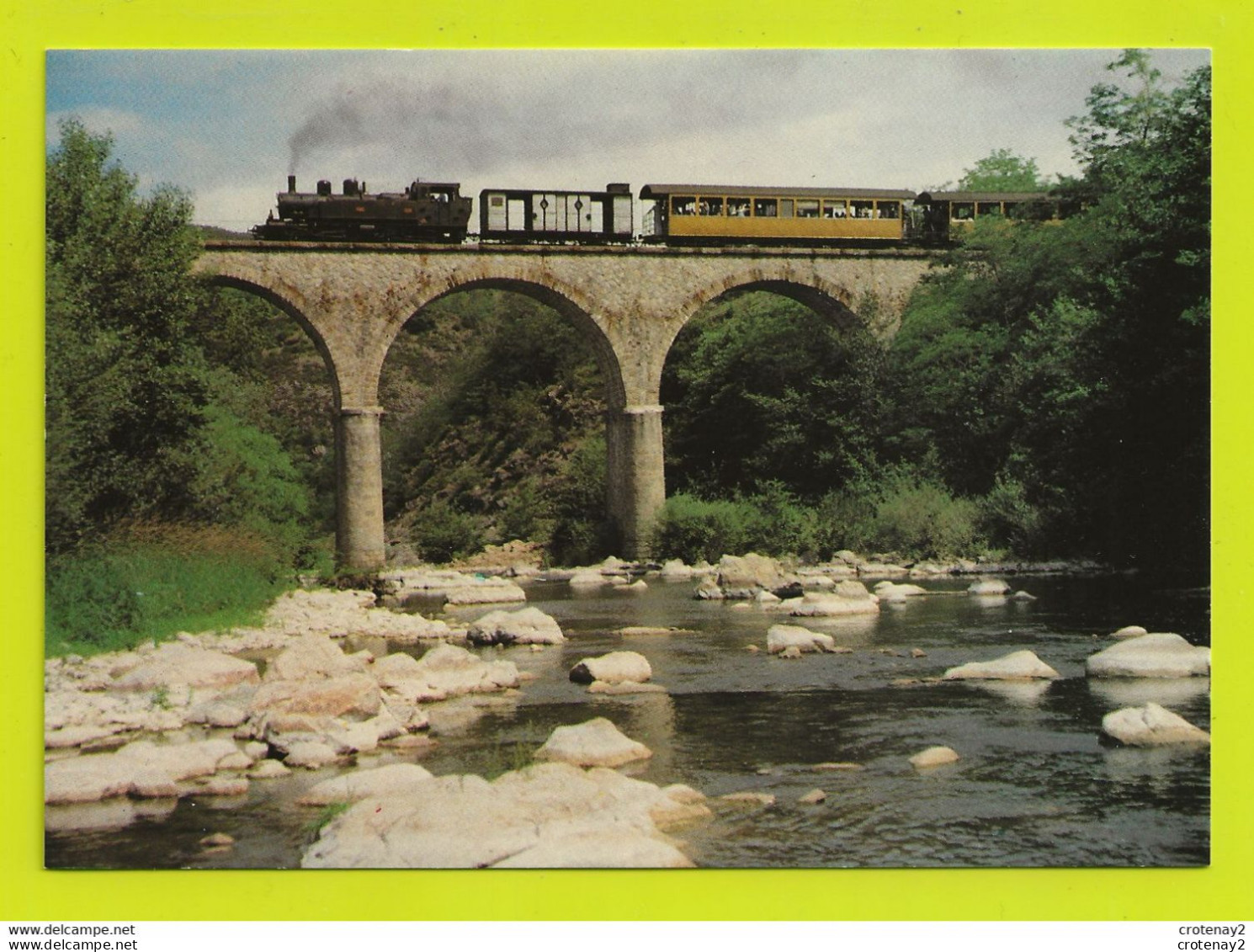 Chemin De Fer Du Vivarais Ligne Tournon Lamastre TRAIN Vapeur Locomotive 414 Sur Le Viaduc D'ARLEBOSC VOIR DOS - Lamastre