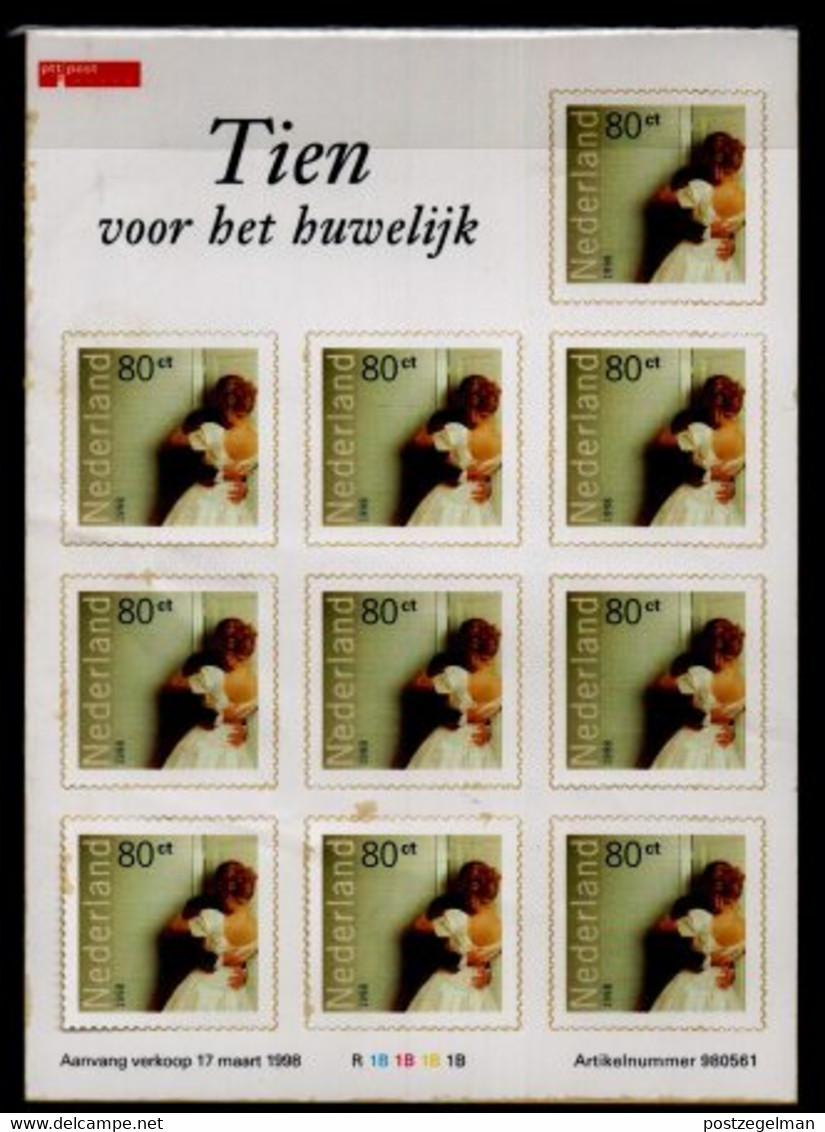 NETHERLANDS, 1998, MNH Block  Of 10 Stamps , Wedding, MS 184, Scannr. 21097 - Blocks & Sheetlets