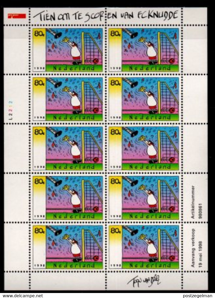 NETHERLANDS, 1998, MNH Block  Of 10 Stamps , Soccer, MS 188, Scannr. 21097 - Blocks & Sheetlets