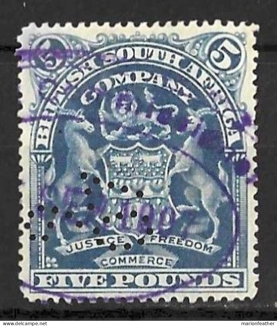 RHODESIA......QUEEN VICTORIA..(1837-01.).." 1898...".....£5...FISCAL.....SG92....(CAT.AL.£2750..).....USED. - Southern Rhodesia (...-1964)
