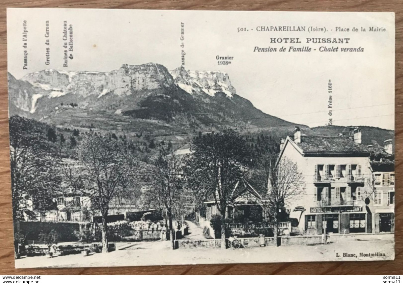 CPA CHAPAREILLAN 38 Place De La Mairie, Hôtel PUISSANT, Pension De Famille, Chalet Véranda - Other & Unclassified