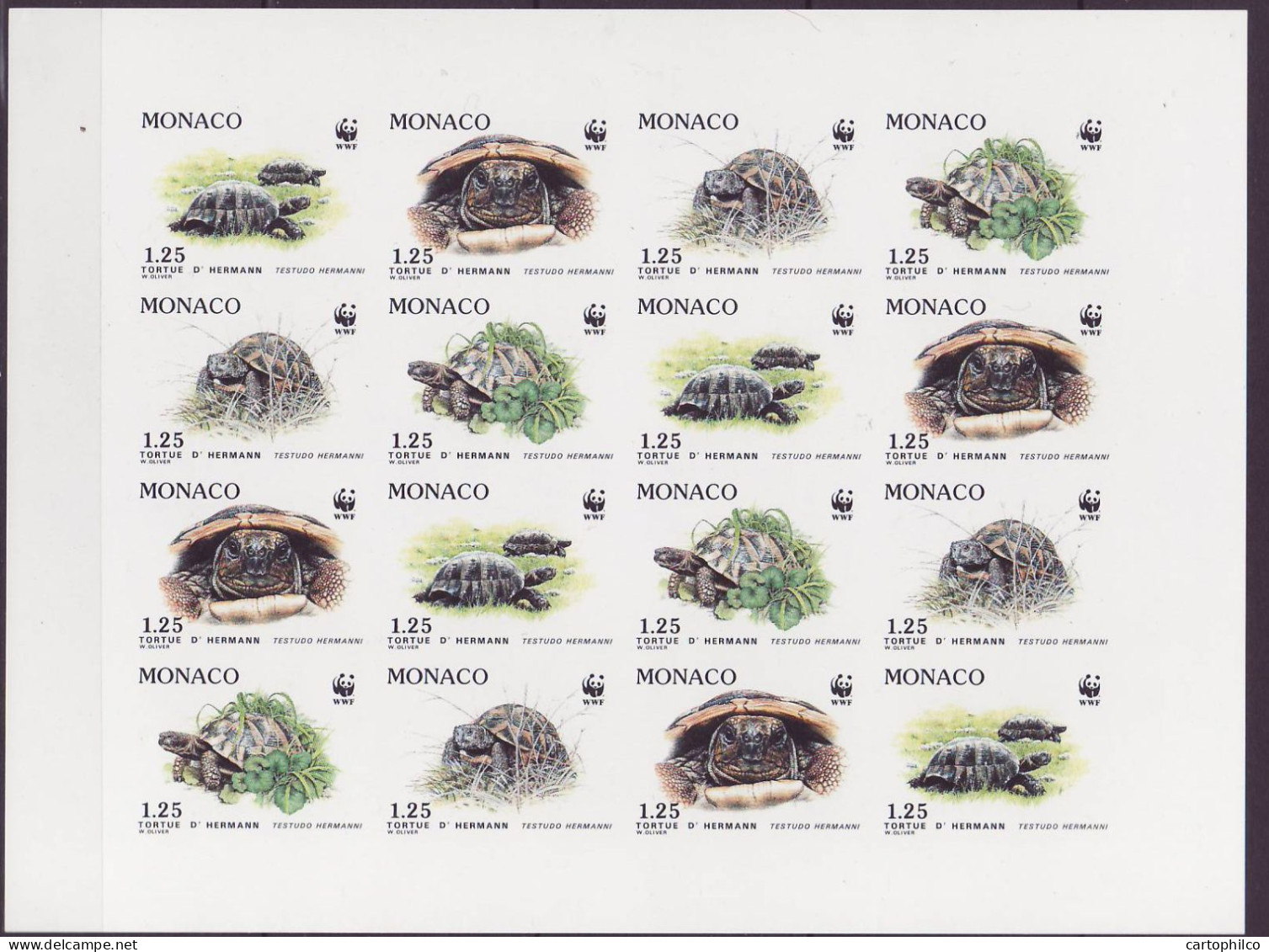 WWF Monaco Sheetlet Imperforate Turtles Tortues Hermann Testudo Hermanni - Neufs