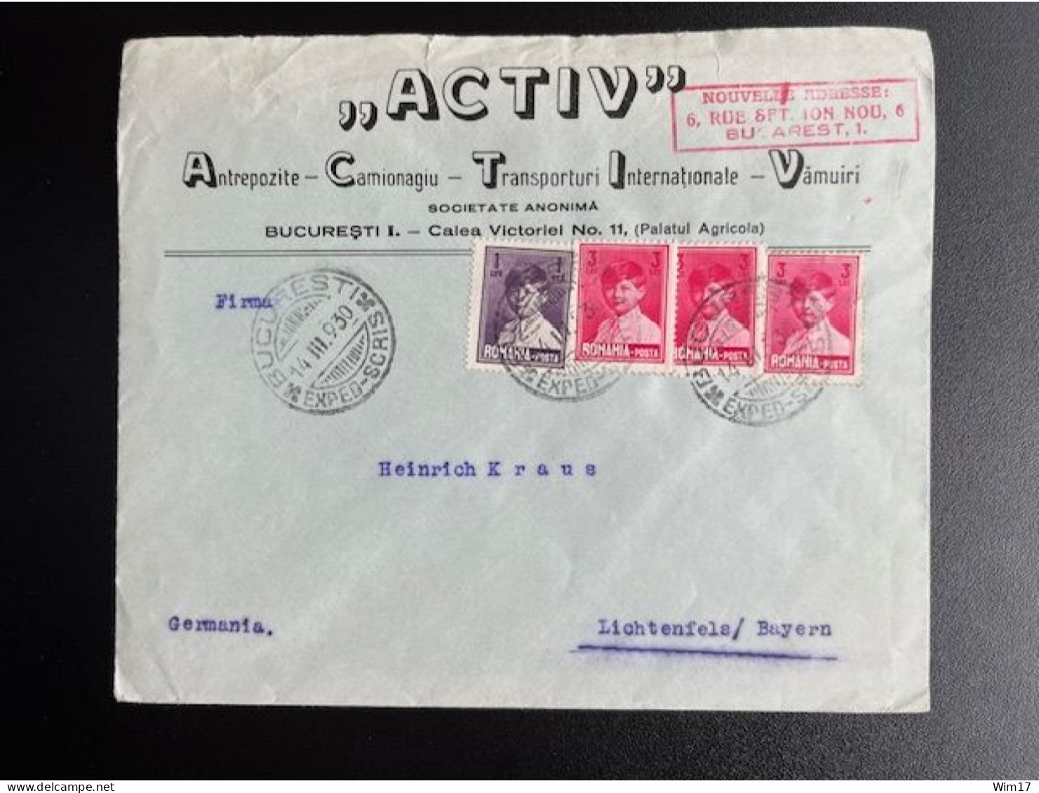 ROMANIA ROMINA 1930 LETTER BUCHAREST BUCURESTI TO LICHTENFELS 14-03-1930 ROEMENIE RUMANIEN - Lettres & Documents