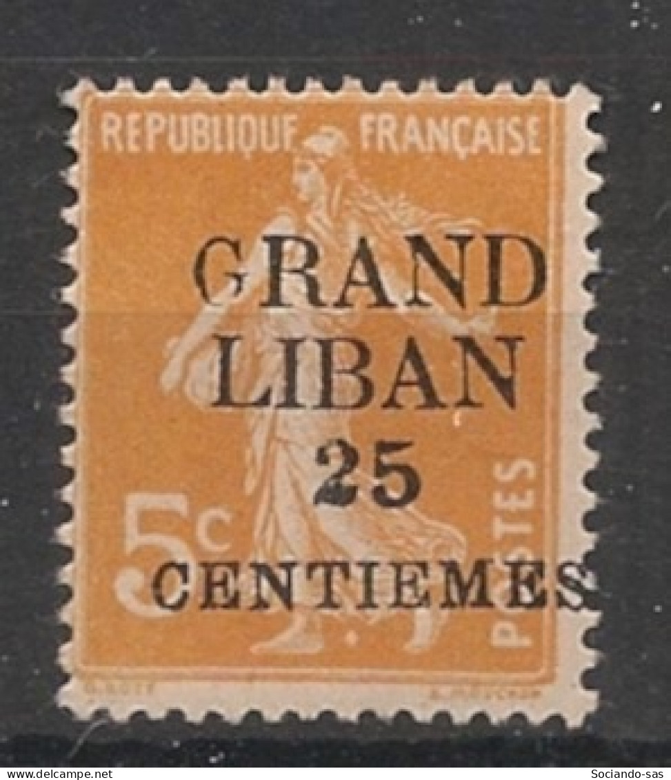 GRAND LIBAN - 1924 - N°YT. 2b - Type Semeuse 25c Sur 5c - VARIETE G Maigre - Neuf Luxe ** / MNH / Postfrisch - Nuevos