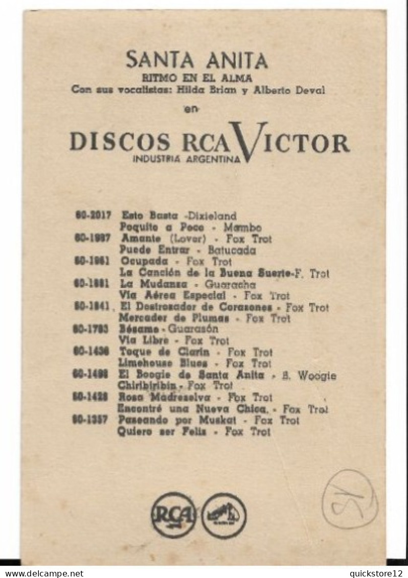 Conjunto '' Santa Anita'' - Discos Rca Victor  - 7479 - Werbepostkarten