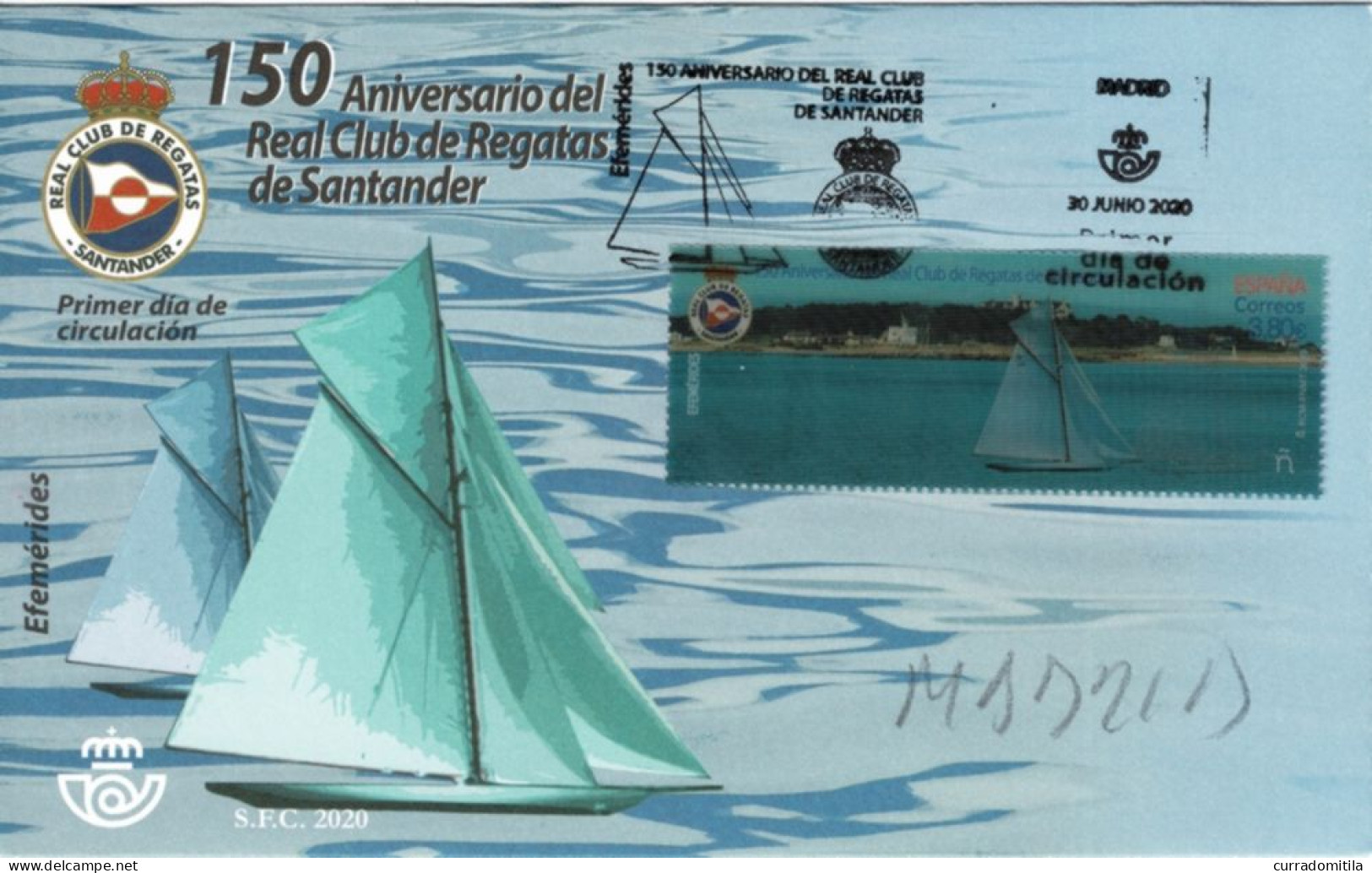 SPAIN. FDC With FD Cancel From Madrid. Lenticular Stamp. 150 Years First Yacht Club In Spain. Ship, Yachts, Bateau - Schiffe