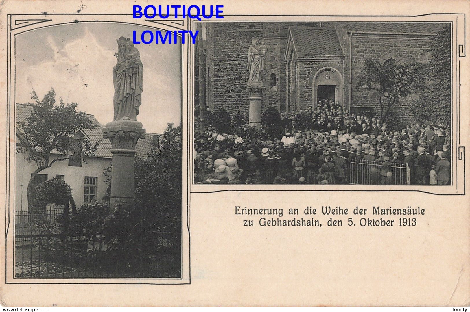 Allemagne Gebhardshain Commémoration Erinnerung Weihe Mariensaule 1913 CPA Cachet Censure Gepruft Timbre Reich - Altenkirchen