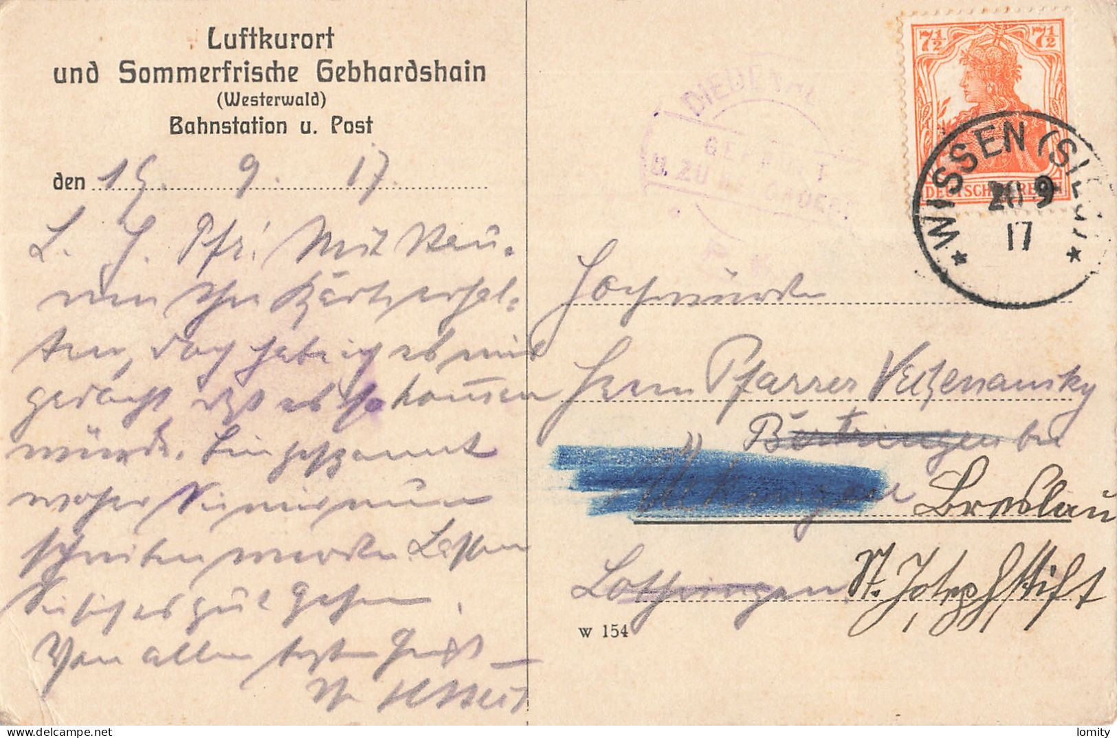 Allemagne Gebhardshain Commémoration Erinnerung Weihe Mariensaule 1913 CPA Cachet Censure Gepruft Timbre Reich - Altenkirchen