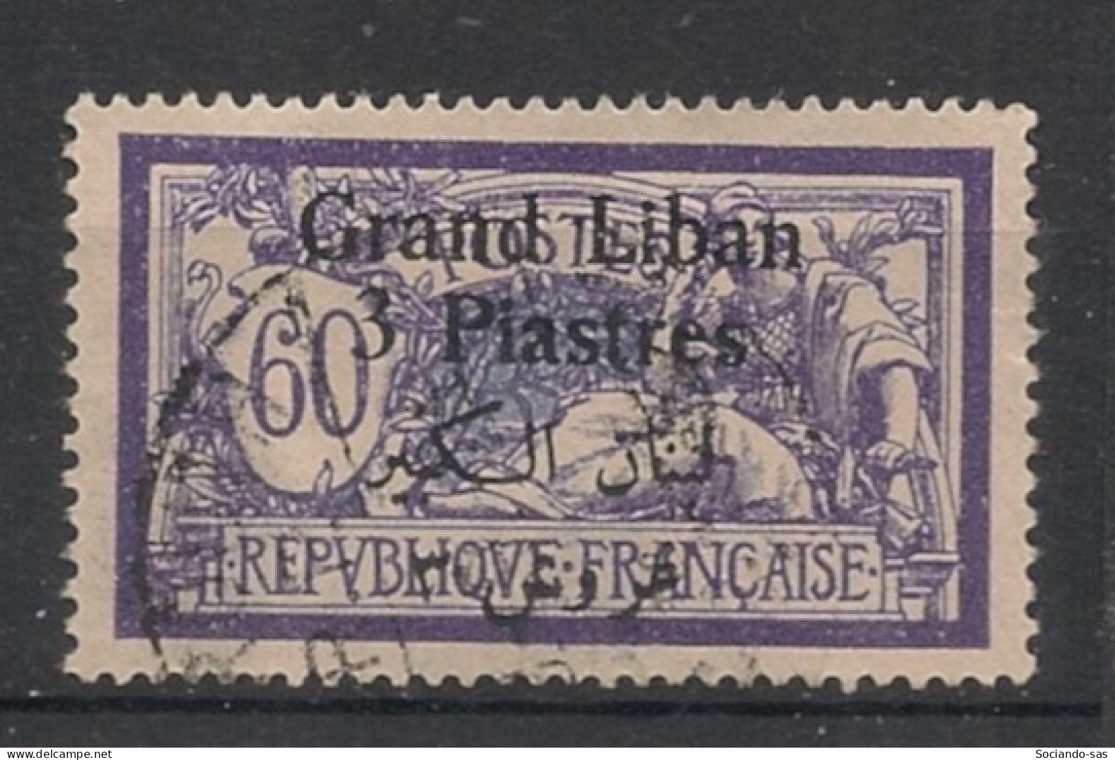 GRAND LIBAN - 1924-25 - N°YT. 33 - Type Merson 3pi Sur 60c Violet - Oblitéré / Used - Oblitérés