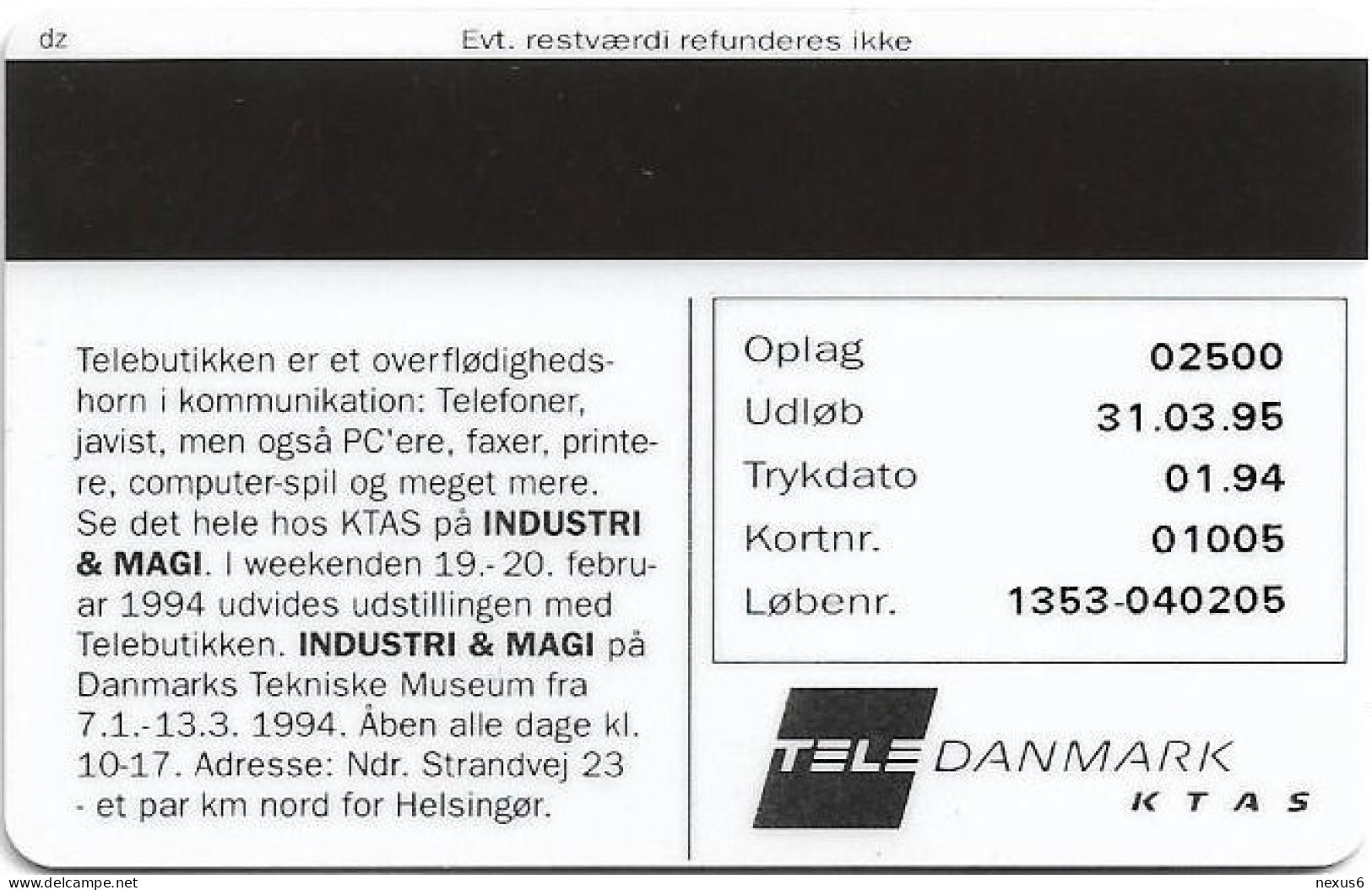 Denmark - KTAS - Teleshop - TDKP053 - 01.1994, 5kr, 2.500ex, Used - Denmark