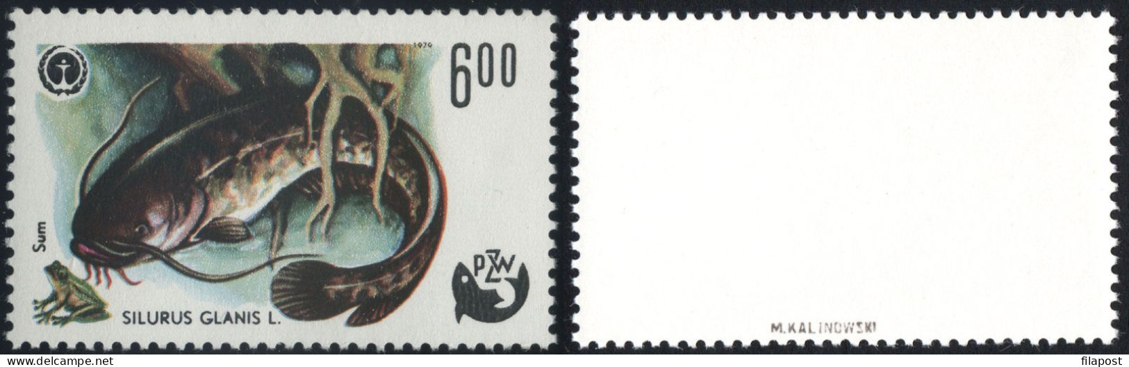 POLAND 1979 100 Years Of Polish Angling Unprinted Brown Colour Stamp - No Inscription POLAND Kalinowski Guarantee MNH ** - Plaatfouten & Curiosa