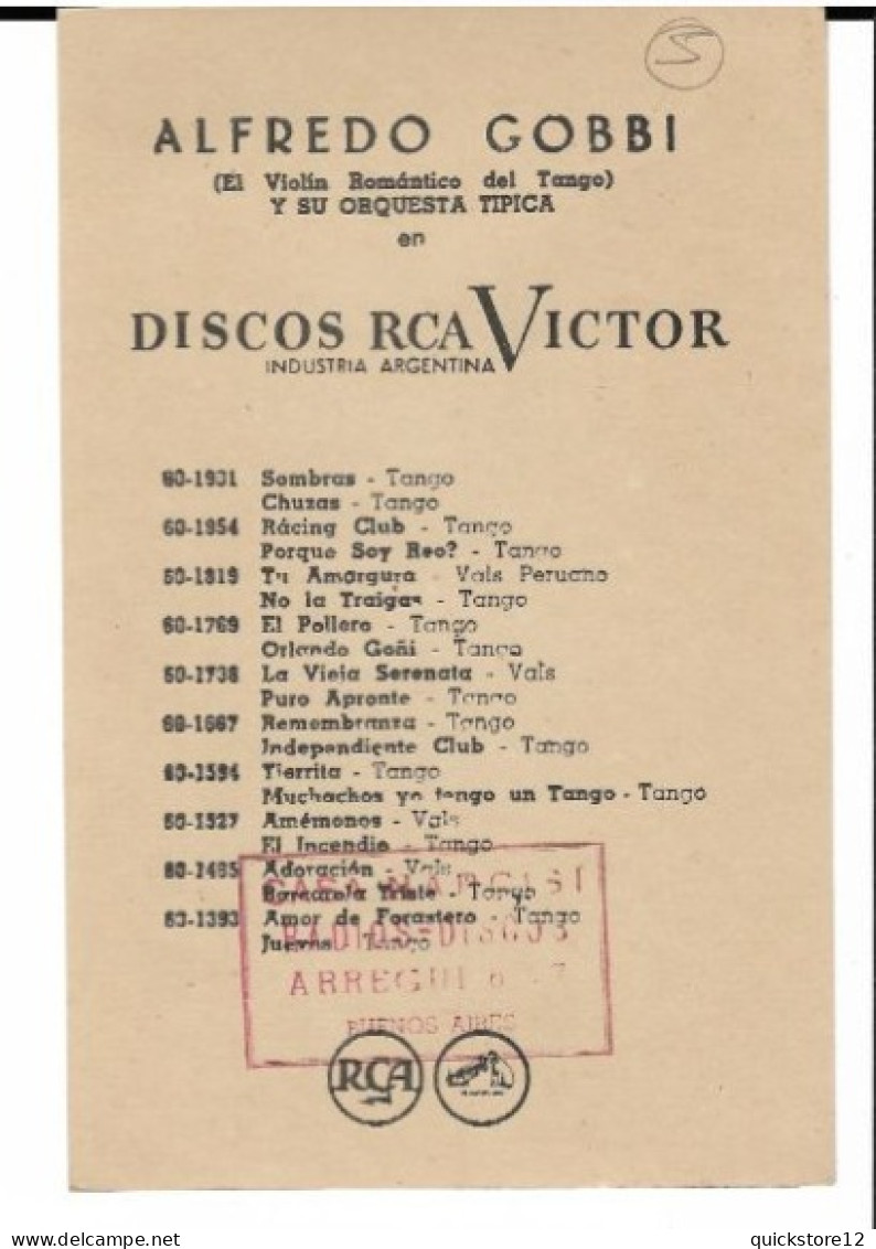 Alfredo Gobbi - Discos Rca Victor  - 7480 - Publicité