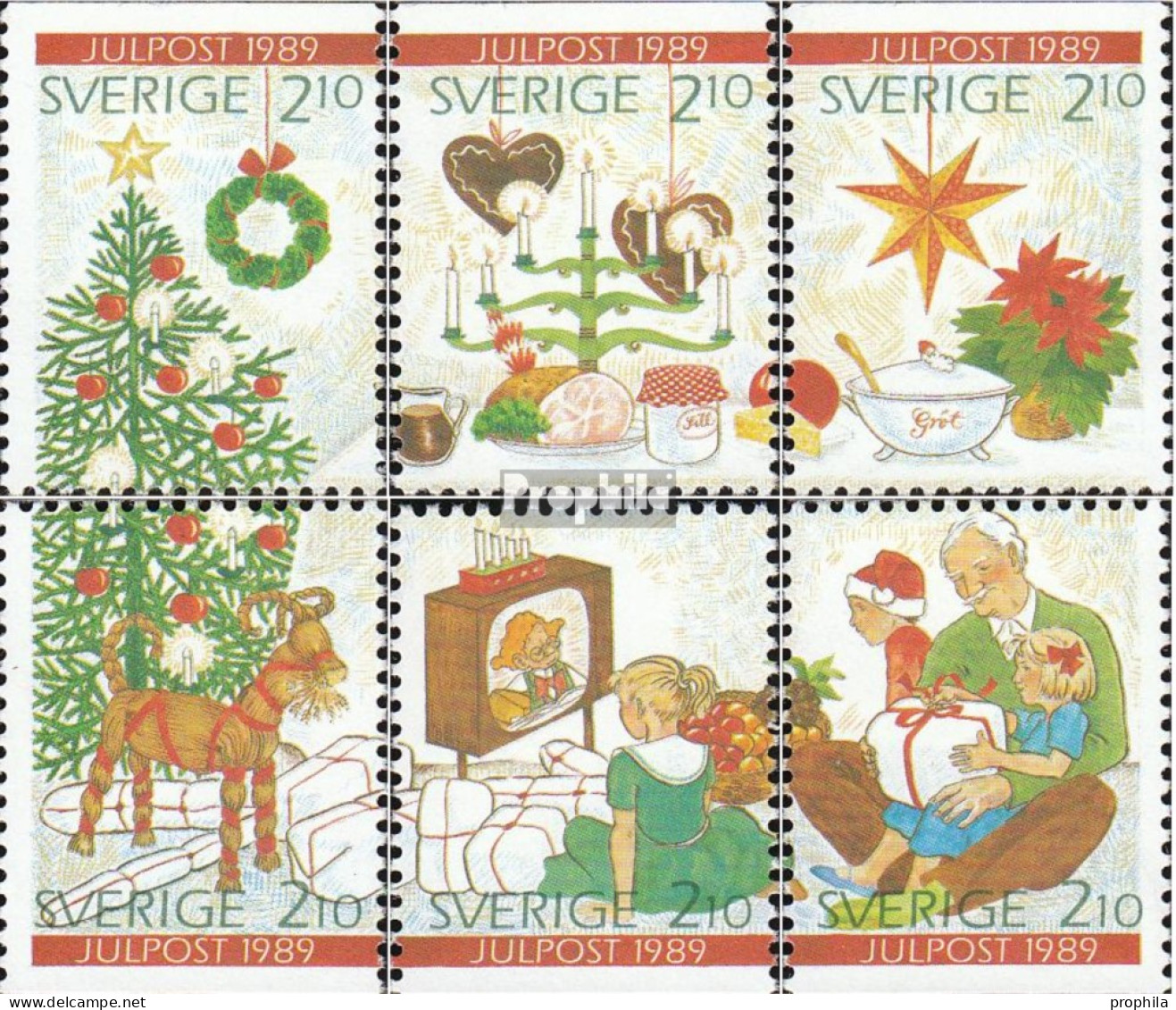 Schweden 1576-1581 (kompl.Ausg.) Postfrisch 1989 Weihnachten - Neufs