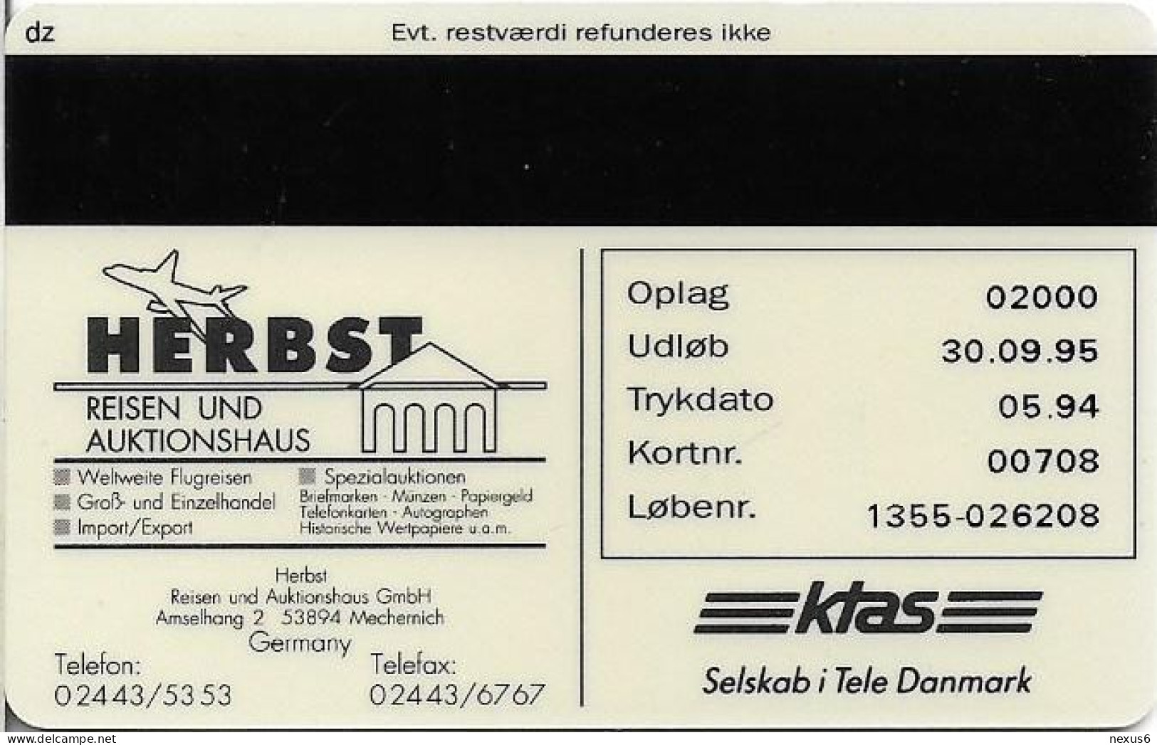 Denmark - KTAS - Herbst Travel & Auctions 3 - TDKP088 - 05.1994, 5kr, 2.000ex, Used - Danimarca